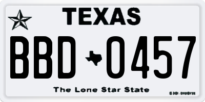 TX license plate BBD0457