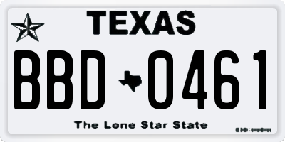 TX license plate BBD0461