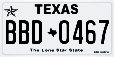 TX license plate BBD0467