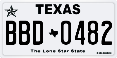 TX license plate BBD0482