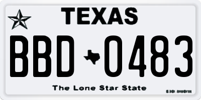 TX license plate BBD0483