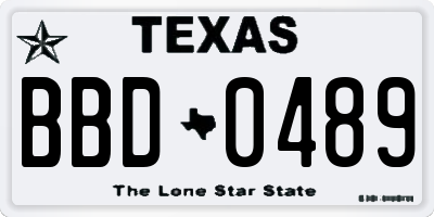TX license plate BBD0489