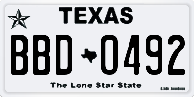 TX license plate BBD0492