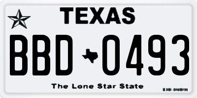 TX license plate BBD0493