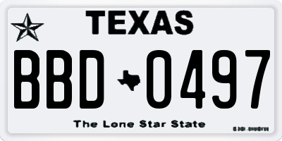 TX license plate BBD0497