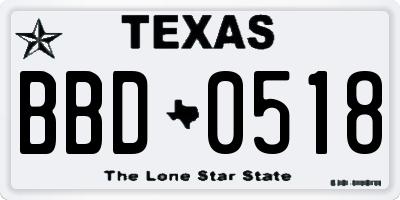 TX license plate BBD0518