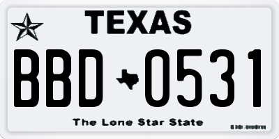 TX license plate BBD0531
