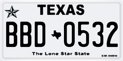 TX license plate BBD0532