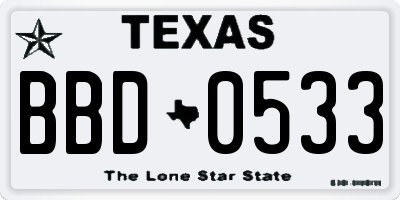 TX license plate BBD0533