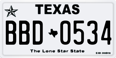 TX license plate BBD0534