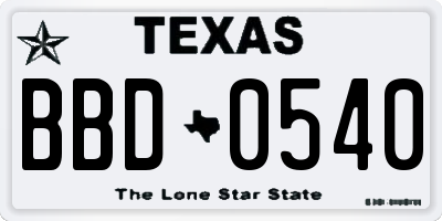 TX license plate BBD0540