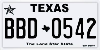 TX license plate BBD0542