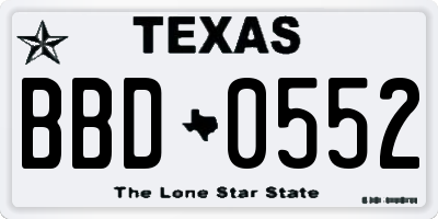 TX license plate BBD0552