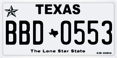 TX license plate BBD0553