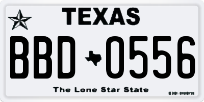 TX license plate BBD0556