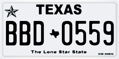 TX license plate BBD0559