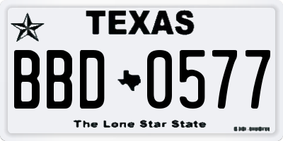 TX license plate BBD0577