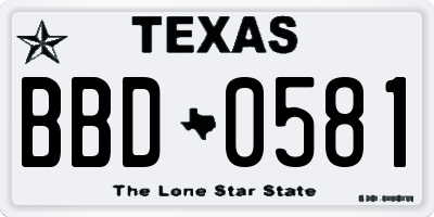TX license plate BBD0581
