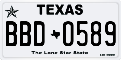 TX license plate BBD0589