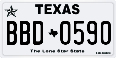 TX license plate BBD0590