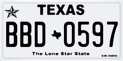 TX license plate BBD0597