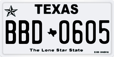 TX license plate BBD0605