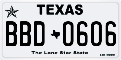 TX license plate BBD0606