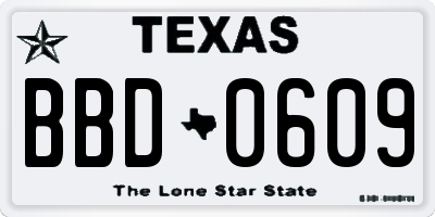 TX license plate BBD0609