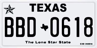 TX license plate BBD0618