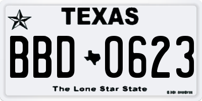 TX license plate BBD0623