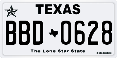 TX license plate BBD0628
