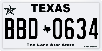 TX license plate BBD0634