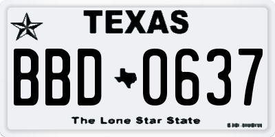 TX license plate BBD0637