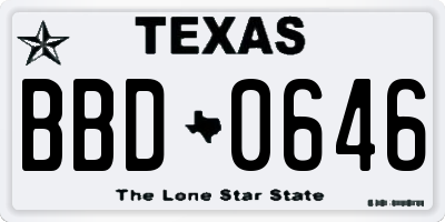 TX license plate BBD0646
