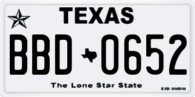 TX license plate BBD0652