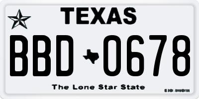 TX license plate BBD0678