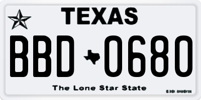 TX license plate BBD0680