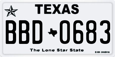 TX license plate BBD0683