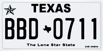 TX license plate BBD0711