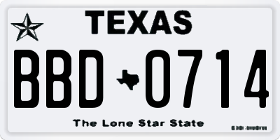 TX license plate BBD0714
