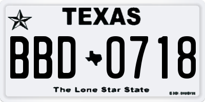TX license plate BBD0718