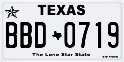 TX license plate BBD0719