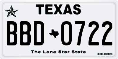 TX license plate BBD0722