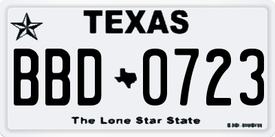 TX license plate BBD0723