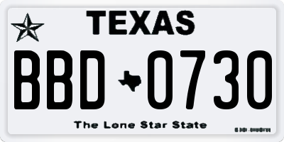 TX license plate BBD0730