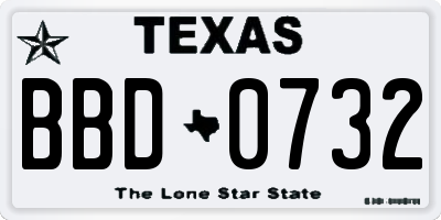 TX license plate BBD0732
