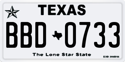 TX license plate BBD0733