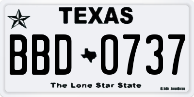 TX license plate BBD0737