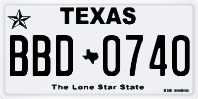 TX license plate BBD0740