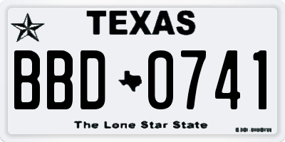TX license plate BBD0741